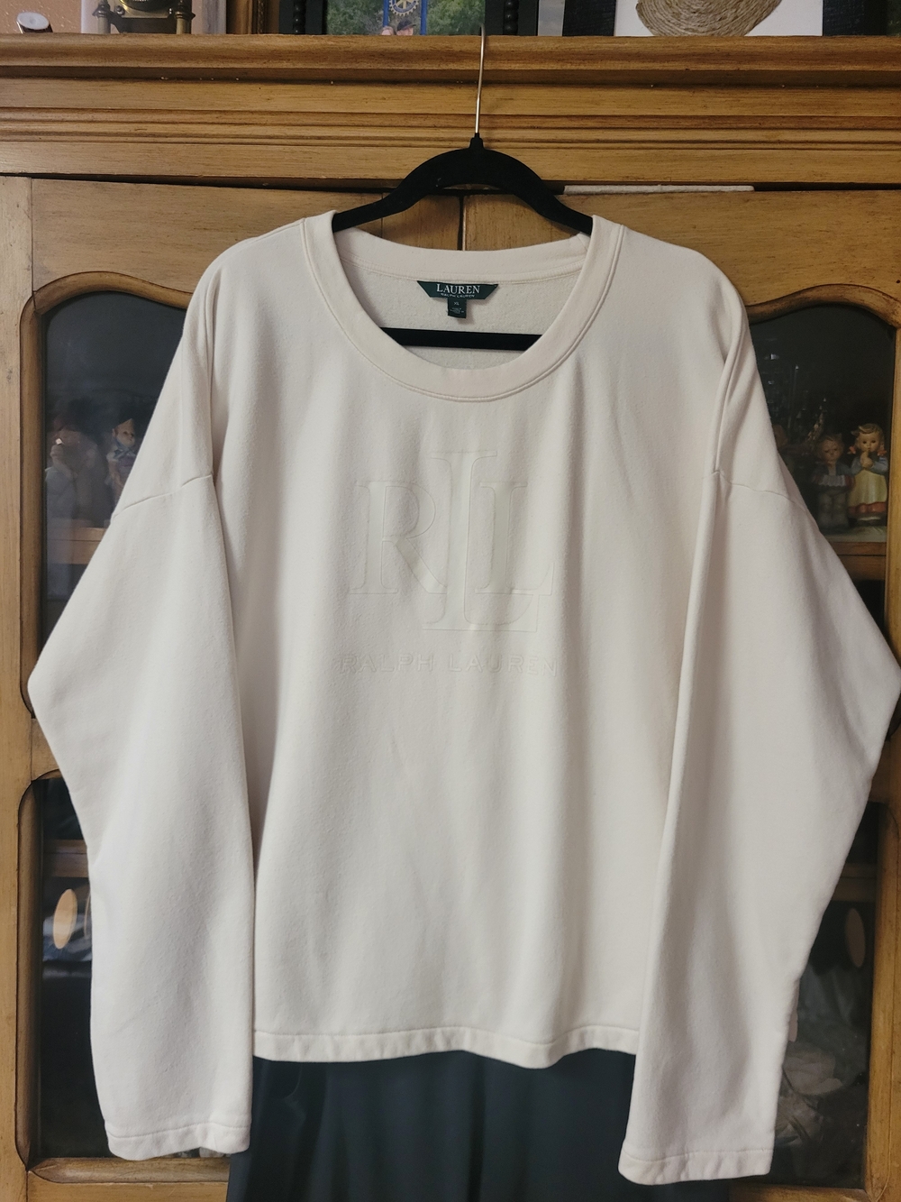 Lauren Ralph Lauren Cream RL Logo Sweatshirt XL Cotton Blend Pullover